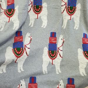Llama Cotton Knit Throw Blanket